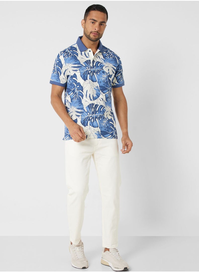 Mango Man - Tropical Printed Polo Shirt - Image 1