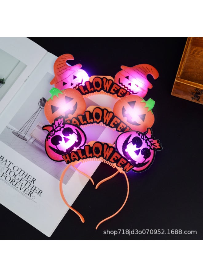 Cross-border Halloween Party Luminous Pumpkin Lantern Hoop Ghost Festival Stage Performance Supplies Skull Head Hoop Hair Hoop Props 