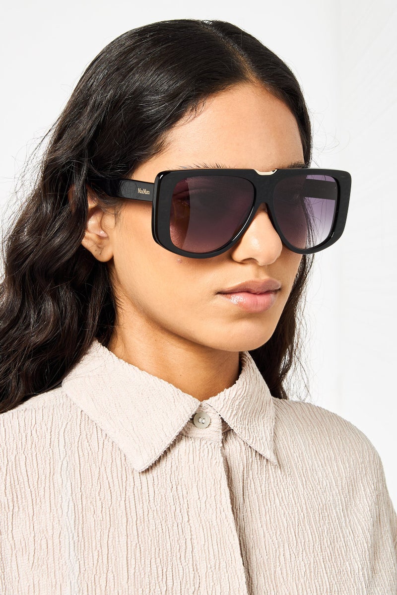 MaxMara Women MM007501B57 Square Sunglasses, Black - Image 5