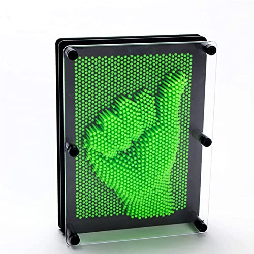 Sharkwill 3D Pin Art Sensory Toy Needles Intellectual Fun Toy Plastic Pin Art Palm Board Large Green6 x 8 Inches - Image 1