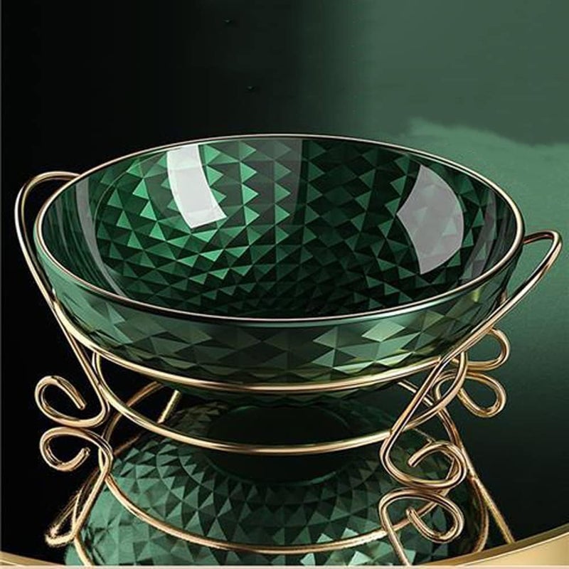 Calyrex Fruit Tray Light Luxury Fruit Plate Golden Iron Frame Coffee Table Snack Home Plate Office Living Room Fruit Plate - Image 2