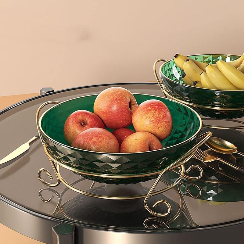 Calyrex Fruit Tray Light Luxury Fruit Plate Golden Iron Frame Coffee Table Snack Home Plate Office Living Room Fruit Plate - Image 4