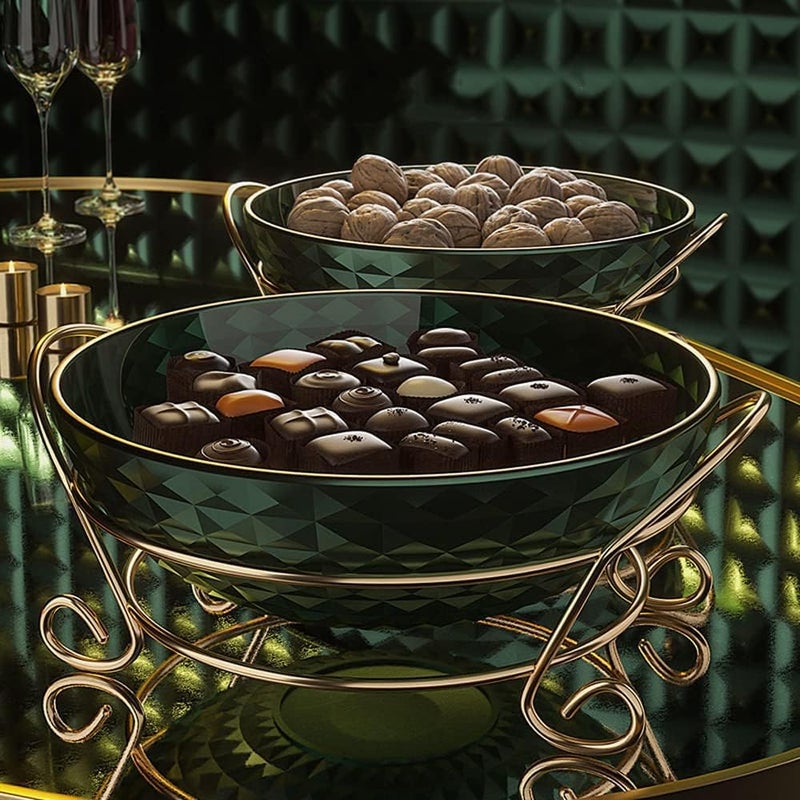 Calyrex Fruit Tray Light Luxury Fruit Plate Golden Iron Frame Coffee Table Snack Home Plate Office Living Room Fruit Plate - Image 5