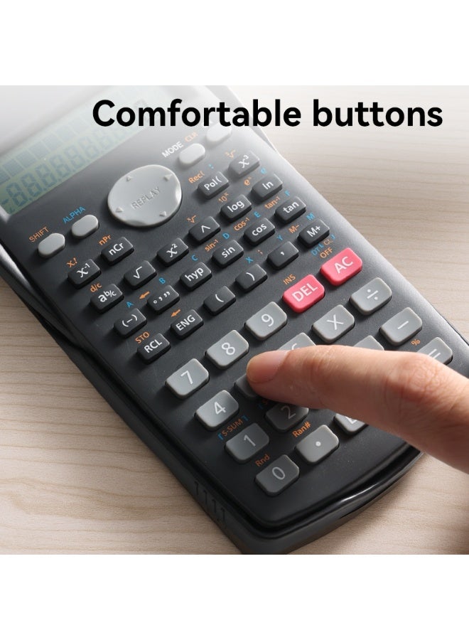 Deli D82MS Scientific Calculator, 240 Functions, 2-Line 10+2 Digit Display, Dark Grey - Image 5