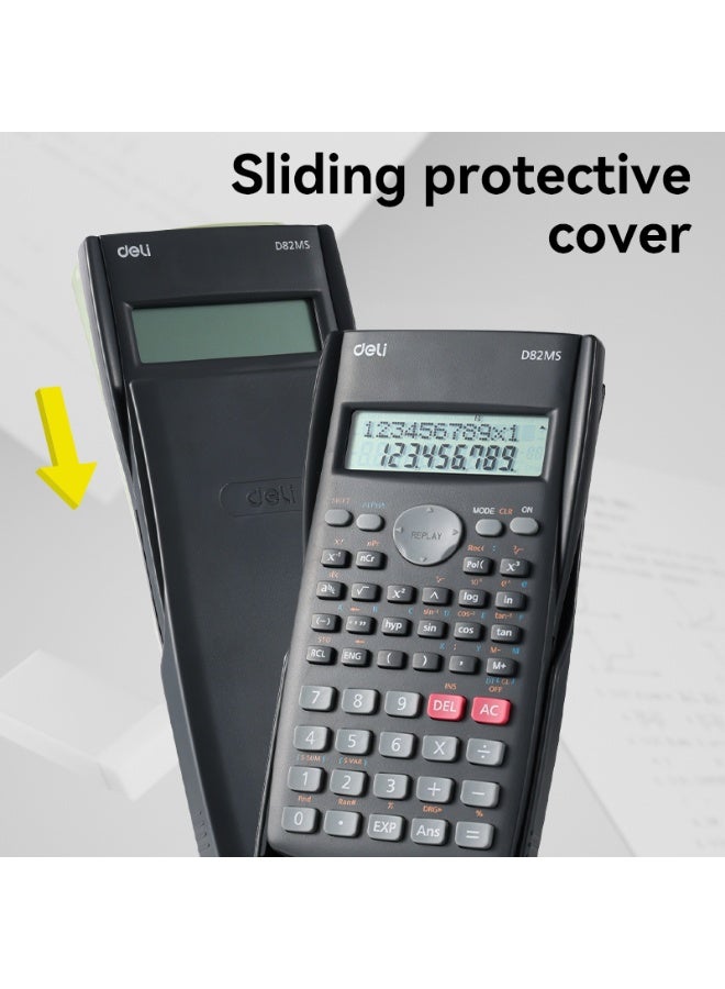 Deli D82MS Scientific Calculator, 240 Functions, 2-Line 10+2 Digit Display, Dark Grey - Image 3