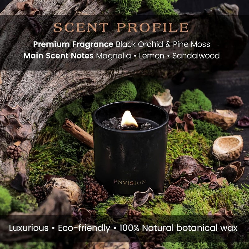 Deep Eden Scented Candle, Wood Wick, 7.4 Oz, Black - Luxurious, Powerful Manifestation Candle - Hand Poured Crystal Candle with Natural Soy, Coconut and Beeswax - Essential Oils and Exotic Fragrance - Image 3