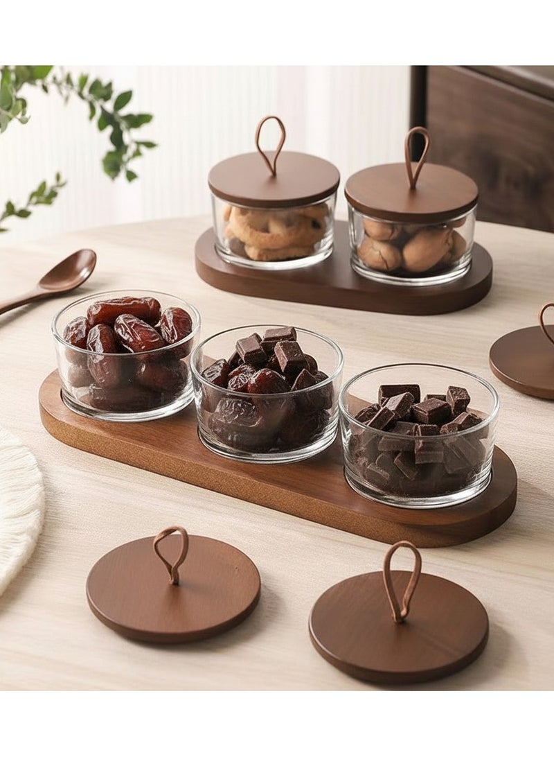 ZAHA Nut Jar, Dried Fruit box, date storage,  Plate With Wooden Tray, Transparent bottle With Lid, Fruit Bowl With Lid - Image 1
