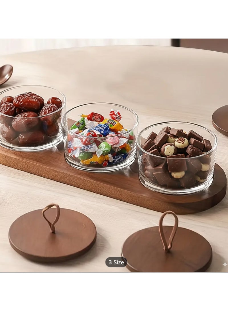 ZAHA Nut Jar, Dried Fruit box, date storage,  Plate With Wooden Tray, Transparent bottle With Lid, Fruit Bowl With Lid - Image 4