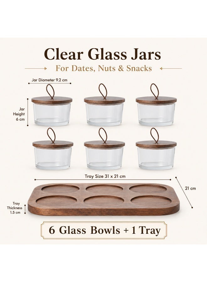 3/6-Piece Glass Date And Nut Serving Jar Set With Wooden Tray,  Snack Storage Jars For Home And Guest Serving - Image 4