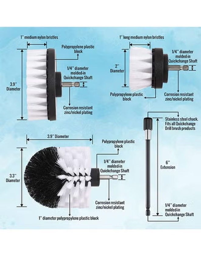 Bukela Soft White Drill Brush Attachment Set - Car Interior Detailing Kit, All Purpose Power Drill Brush with Extend Attachment for Car, Boat, Seat, Carpet, Upholstery, Bathroom, Grout, Floor and Tile  - Image 2