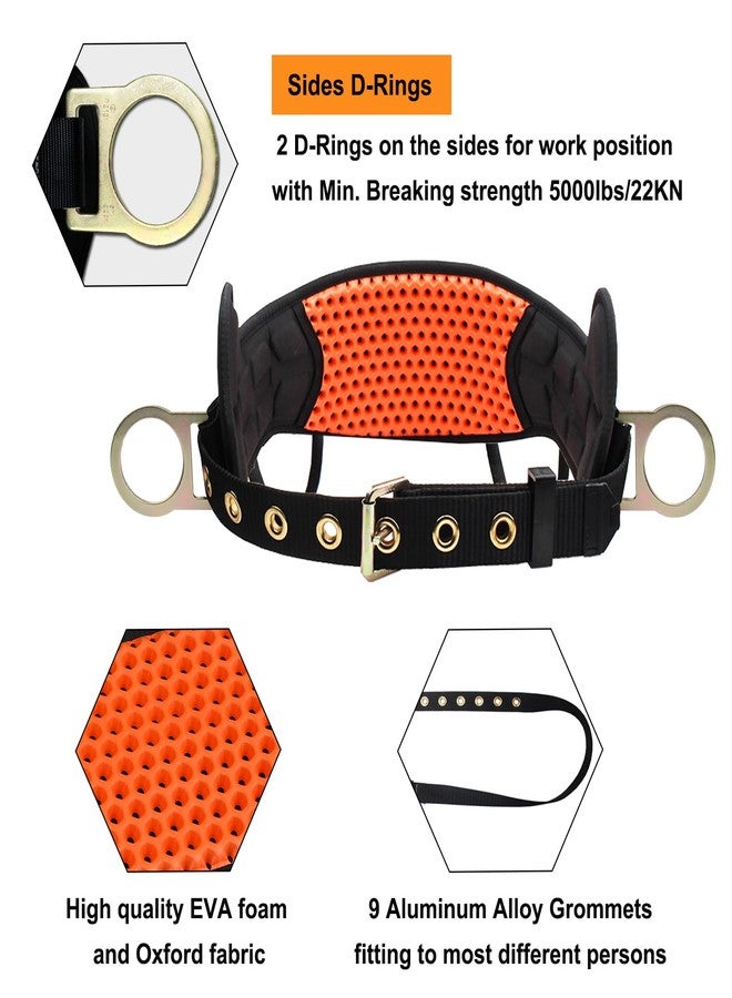 FHFallArrest Tongue Buckle Body Belt With Hot-Pressing Waist Pad and 2 Side D-Rings Personal Protective Equipment Safety Harness | Waist Fitting Size 30'' to 45'' for Work Positioning, Restraint - Image 2