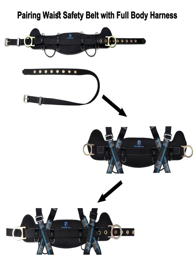 FHFallArrest Tongue Buckle Body Belt With Hot-Pressing Waist Pad and 2 Side D-Rings Personal Protective Equipment Safety Harness | Waist Fitting Size 30'' to 45'' for Work Positioning, Restraint - Image 3