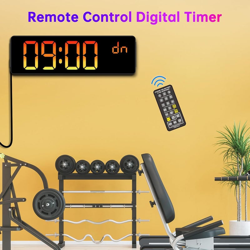 Soobest 14.2" Large Display Digital Wall Clock with Date Day of Week Temp Timer, Electric 8-in-1 Color Changing Big LED Clock for Elderly Seniors, Auto DST, Remote Control for Living Room Home Gym - Image 5
