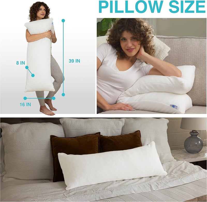 Pharmedoc Body Pillow Pregnancy Pillows Side Sleeper Pillow Long Memory Foam Pillow Air White - Image 4