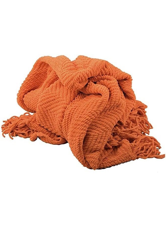 Home Soft Things Orange Throw Blanket Knitted Tweed Throw 50'' x 60'', Burnt Orange, Super Soft Cozy Warm Comfortable Breathable Throw for Living Room Chair Couch Bed Sofa Bedroom Home Décor - Image 5