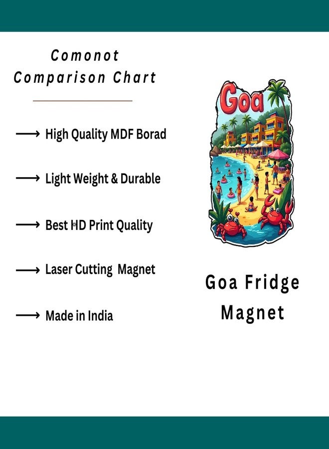 GiftODay Goa Indian State Theme Souvenir Wooden Fridge Magnet for Refrigerator - Goa Fridge Magnet for Kitchen Decor | Perfect Souvenir Gift | Size 3x3 Inches | Pack of 1 - Image 4