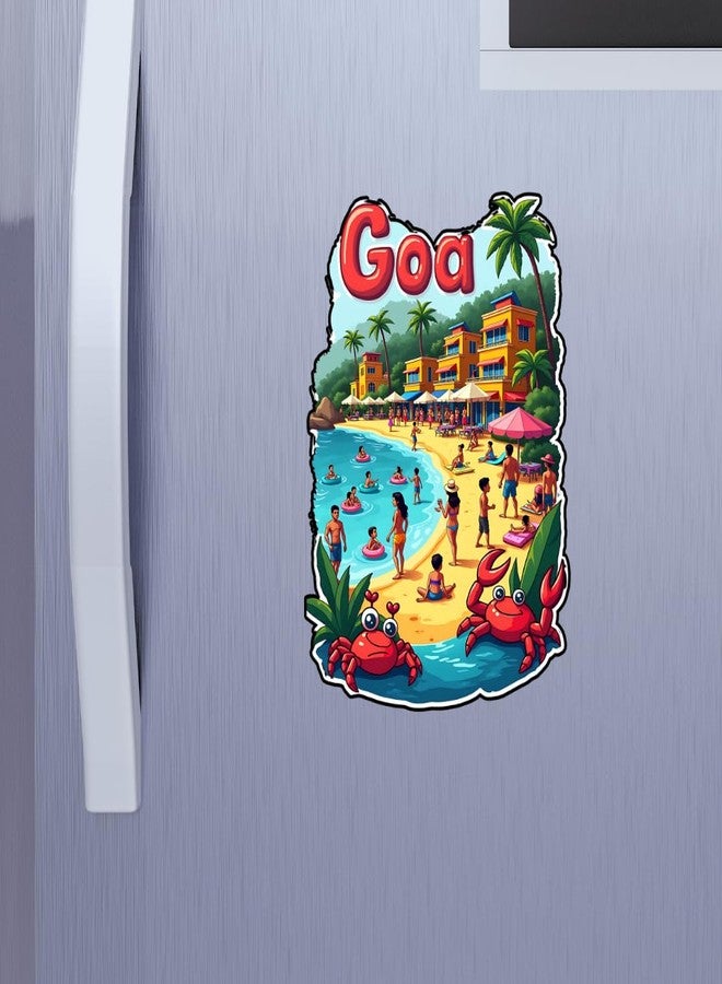 GiftODay Goa Indian State Theme Souvenir Wooden Fridge Magnet for Refrigerator - Goa Fridge Magnet for Kitchen Decor | Perfect Souvenir Gift | Size 3x3 Inches | Pack of 1 - Image 1