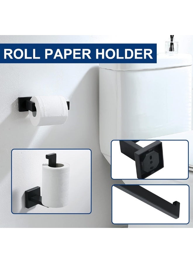 Chase Up 5 Pieces Bathroom Hardware Accessories Set Matte Black, 16Inch Bathroom Towel Rack Set SUS304 Stainless Steel, Square Bath Towel bar Set Heavy Duty, Wall Mounted - Image 3