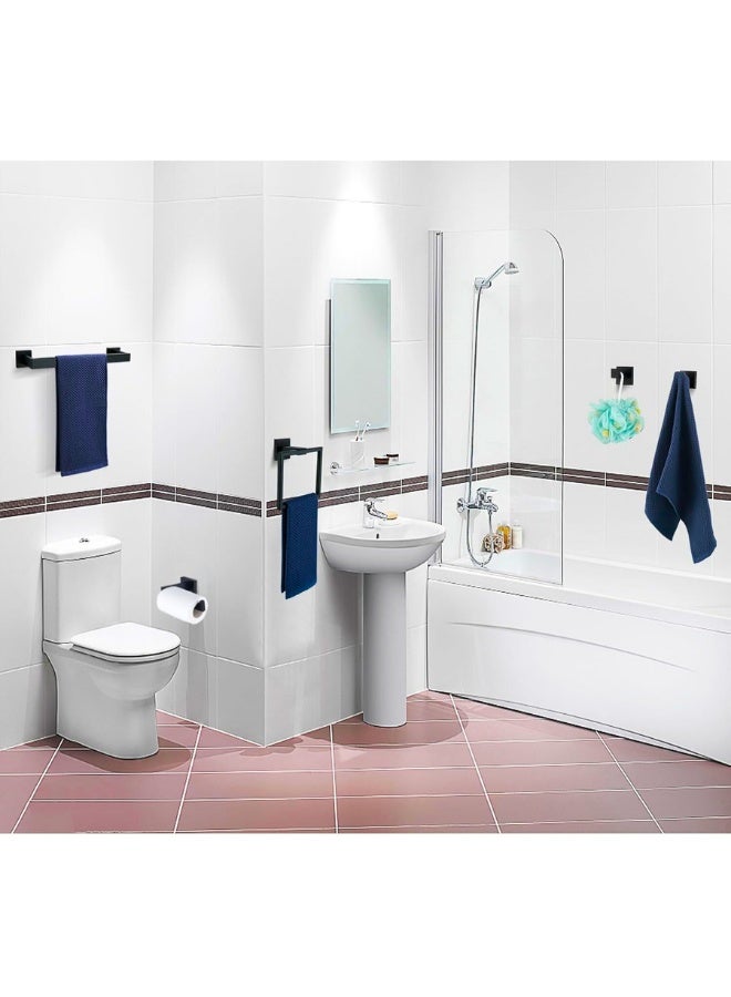 Chase Up 5 Pieces Bathroom Hardware Accessories Set Matte Black, 16Inch Bathroom Towel Rack Set SUS304 Stainless Steel, Square Bath Towel bar Set Heavy Duty, Wall Mounted - Image 4