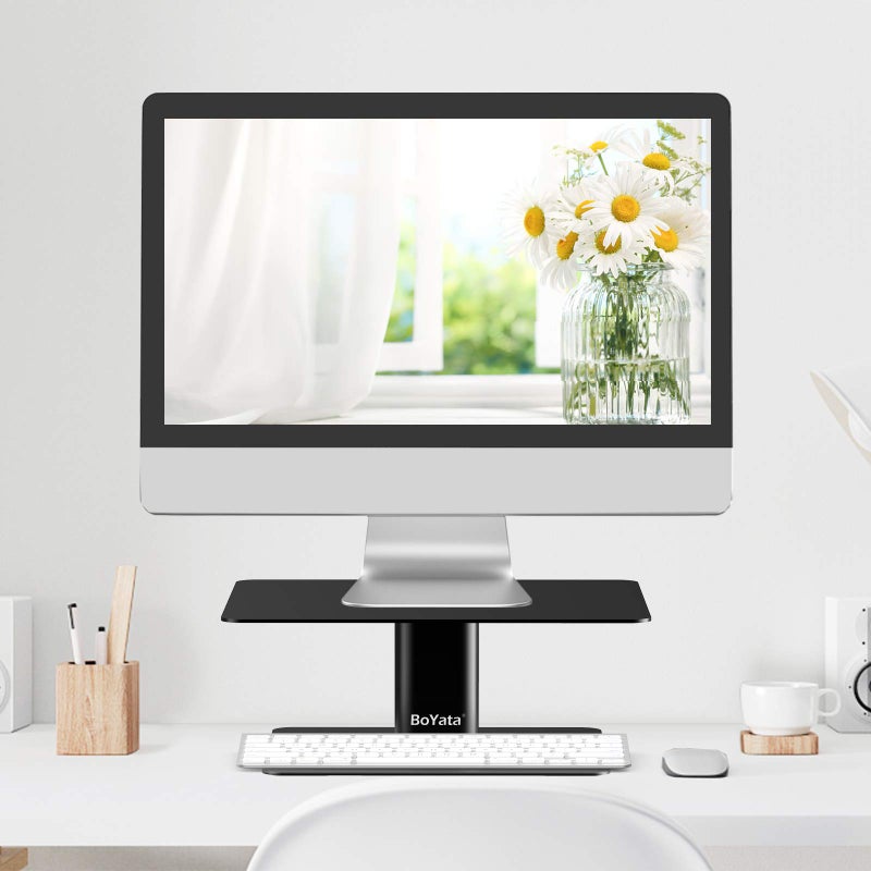 BoYata Monitor Stand, Adjustable Monitor Riser Metal Computer Stand Compatible with TV, PC, Laptop, Computer, iMac, and All Screen Display-Black - Image 2