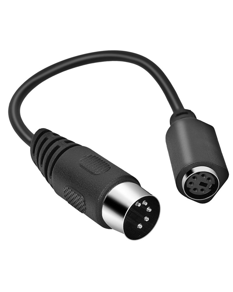 UCEC PS/2 Keyboard Adapter Male to Female, DIN5 5 Pin to MDIN6 6 Pin M/F for PS2 Keyboard for PC Mac Linux Black - Image 1