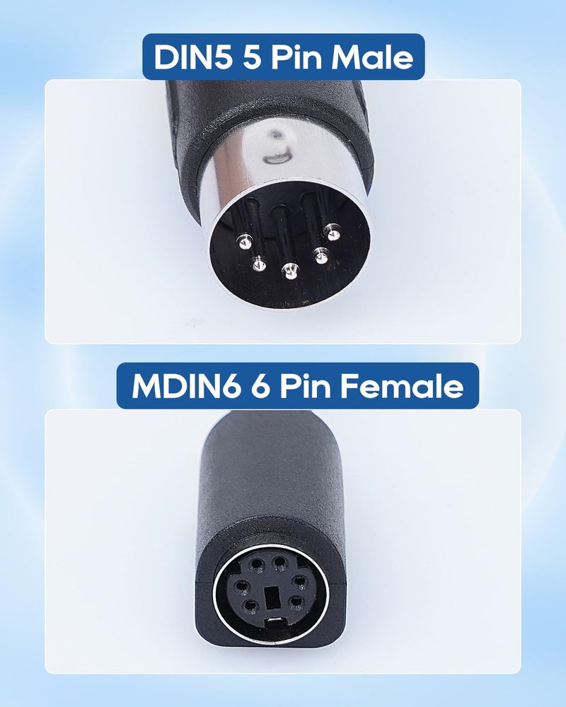 UCEC PS/2 Keyboard Adapter Male to Female, DIN5 5 Pin to MDIN6 6 Pin M/F for PS2 Keyboard for PC Mac Linux Black - Image 2
