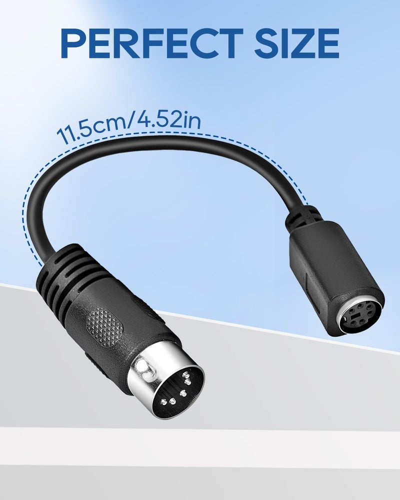 UCEC PS/2 Keyboard Adapter Male to Female, DIN5 5 Pin to MDIN6 6 Pin M/F for PS2 Keyboard for PC Mac Linux Black - Image 3