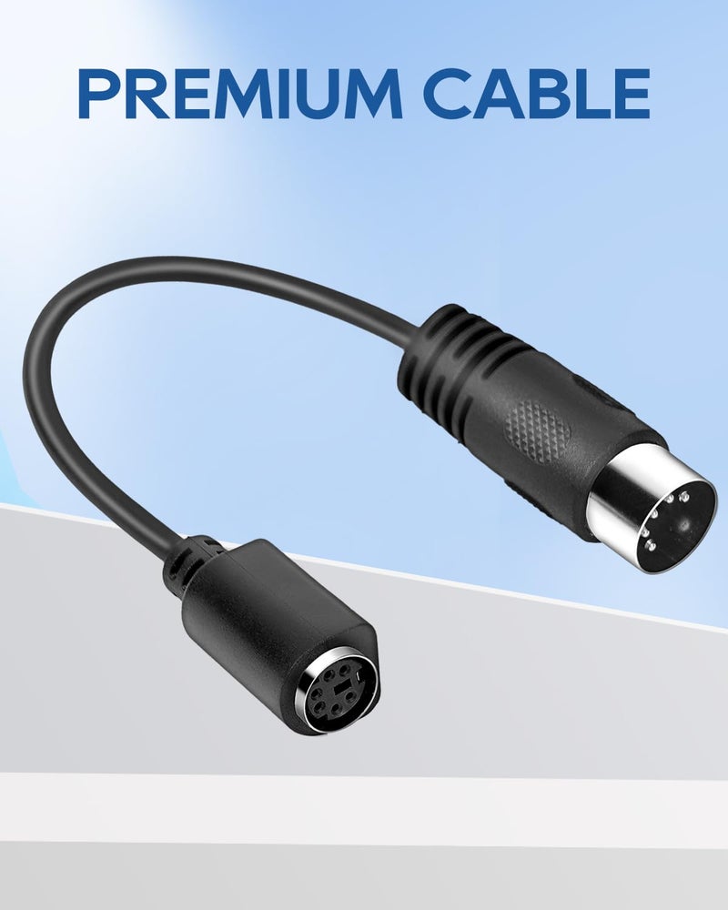 UCEC PS/2 Keyboard Adapter Male to Female, DIN5 5 Pin to MDIN6 6 Pin M/F for PS2 Keyboard for PC Mac Linux Black - Image 4