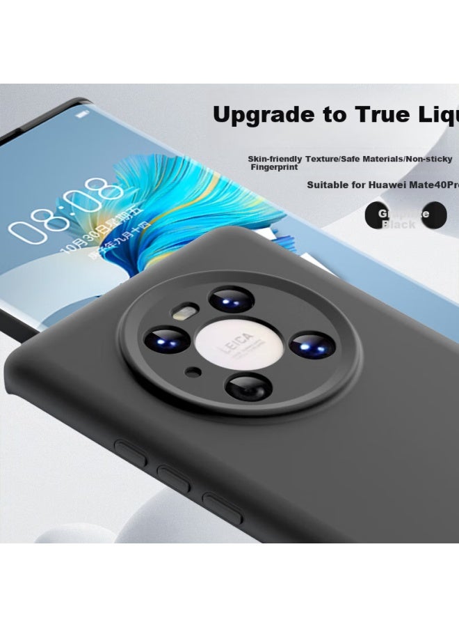 Shangsu, Suitable For Huawei Mate40 Pro Phone Case, Mate40 E Pro Protective Cover, Premium Liquid Silicone Soft Shell, Full Lens Protection, Anti-fingerprint, Simple Design For Women And Men, Black Outer Case