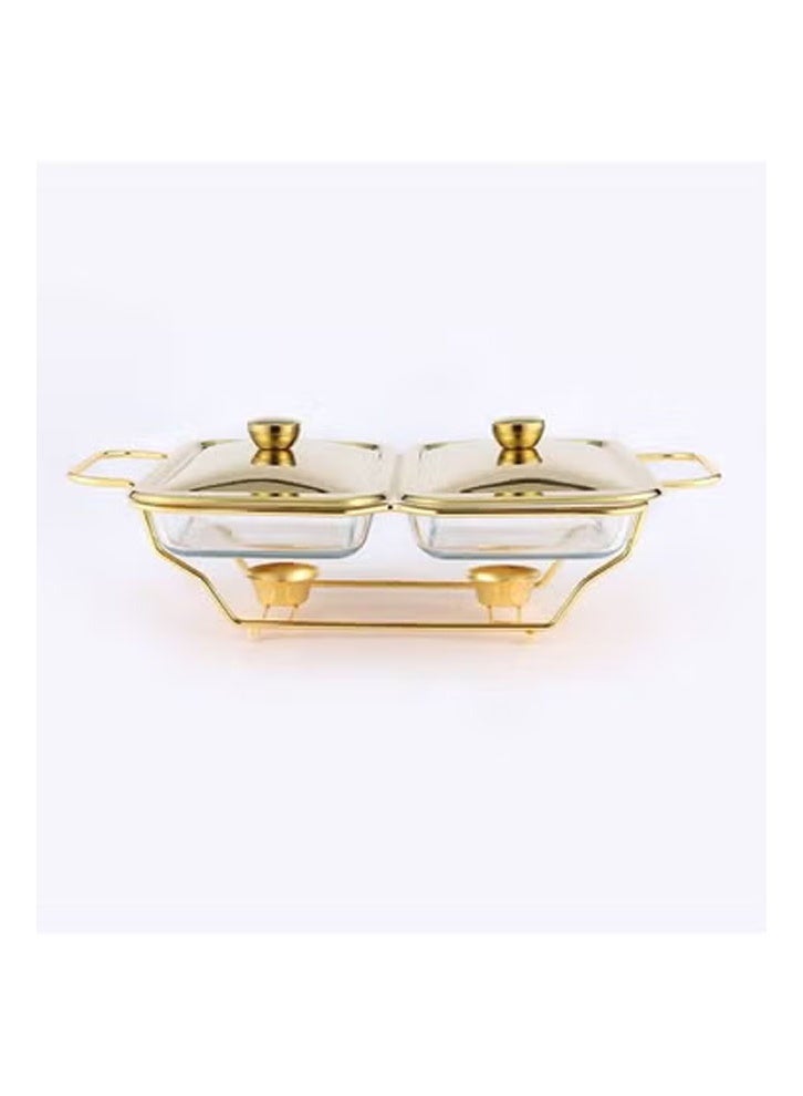 keke Elegant Gold and Glass Serving Dish Set - Image 2
