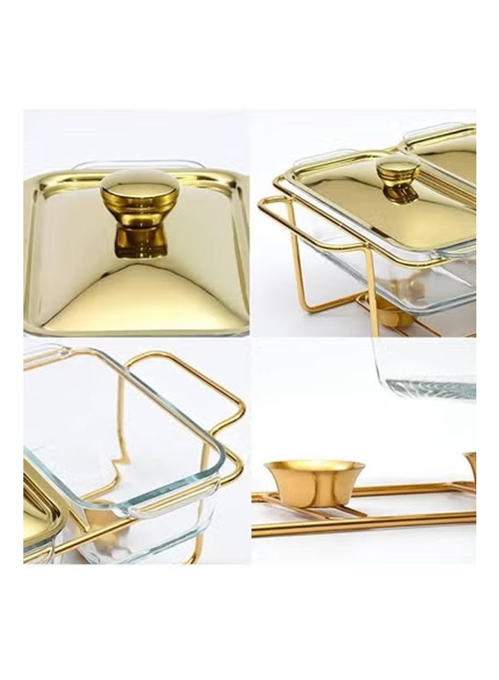 keke Elegant Gold and Glass Serving Dish Set - Image 3