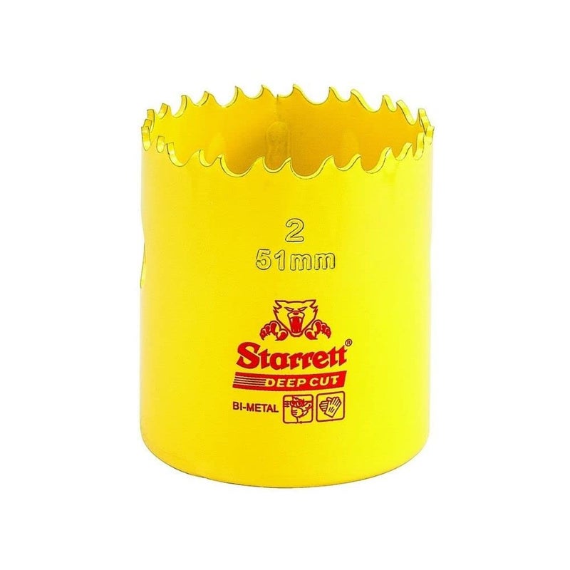Starrett Starrett BiMetal Deep Cut Hole Saw with Abrasion Resistant HSS Teeth  Ideal for Cutting Metal Steel and Wood  2 51mm Diameter 2 Depth  DCH0200G 