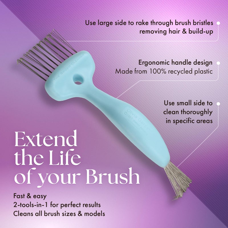 Olivia Garden The Brush Cleaner - Hair Brush Cleaner Tool for All Brush Sizes and Models - Removes Build-Up - 2 Tools in 1 - Beauty Care Accessories - Blue - Image 2