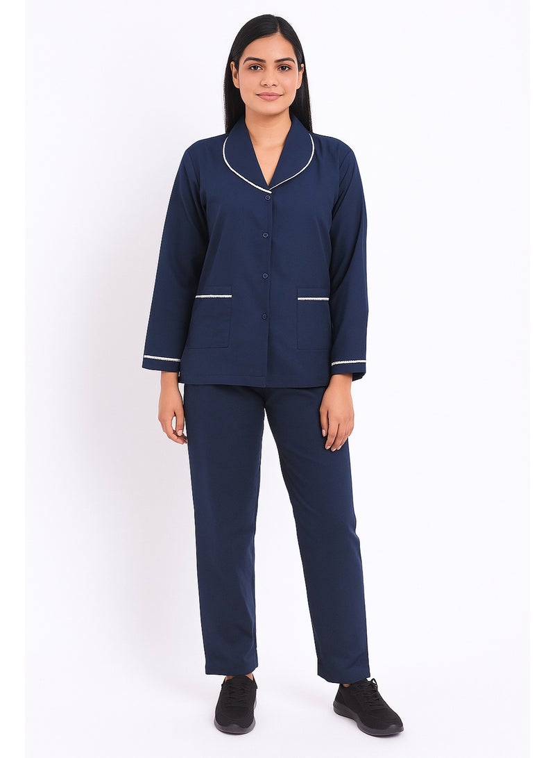 رناز يونيفورم زي المساعدة المنزلية الأنيق بتصميم مميز باللون الأزرق الداكن لزي خادمة المنزل - Image 4