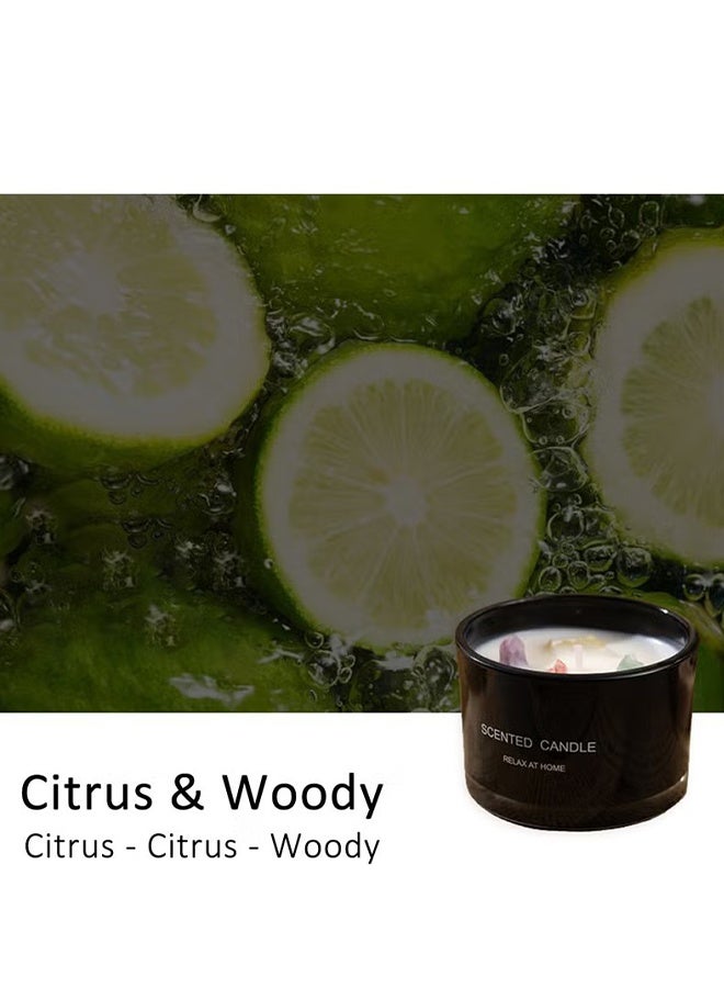 ruidisen Scented Candles, Colored Cystal Stone Scented Candles, Soy Wax Scented Candles, Relaxing SPA, for Home Office Spa Room Decor - Black  - Image 2