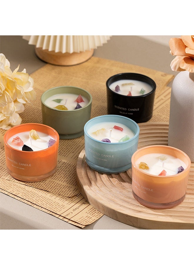ruidisen Scented Candles, Colored Cystal Stone Scented Candles, Soy Wax Scented Candles, Relaxing SPA, for Home Office Spa Room Decor - Black  - Image 4