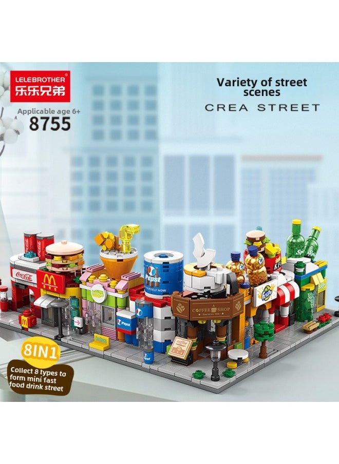 null - Small Particle Children's Varied Small Street View Compatible Lego Building Block Commercial Street Urban Architecture Educational Assembled Gift-Colour:8974-5 Piano Shop [145 Particles] - Image 1