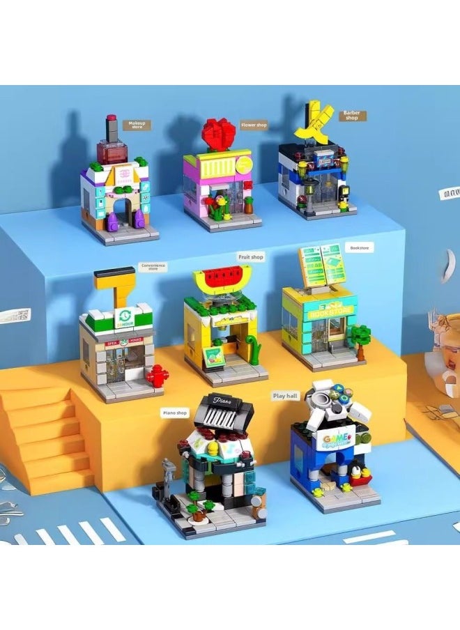 null - Small Particle Children's Varied Small Street View Compatible Lego Building Block Commercial Street Urban Architecture Educational Assembled Gift-Colour:8974-5 Piano Shop [145 Particles] - Image 1