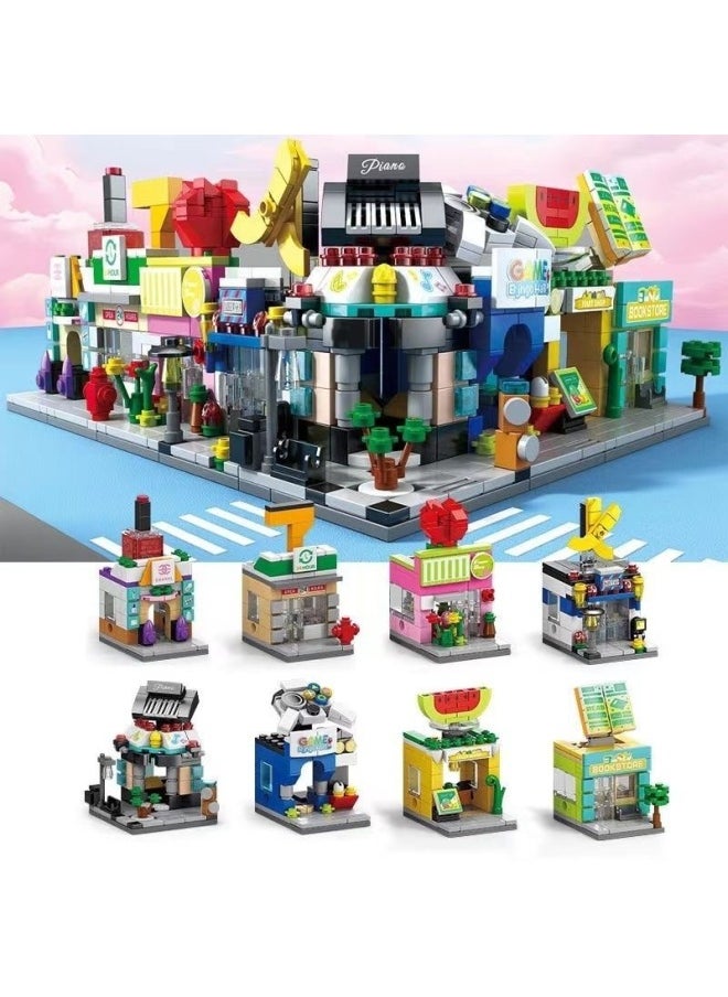 null - Small Particle Children's Varied Small Street View Compatible Lego Building Block Commercial Street Urban Architecture Educational Assembled Gift-Colour:8974-5 Piano Shop [145 Particles] - Image 1