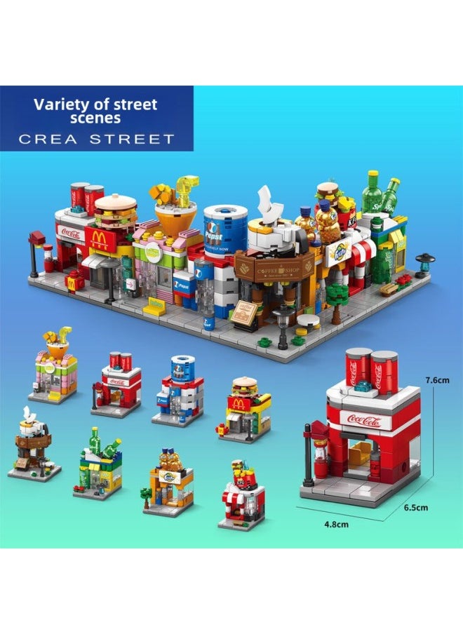 null - Small Particle Children's Varied Small Street View Compatible Lego Building Block Commercial Street Urban Architecture Educational Assembled Gift-Colour:8974-5 Piano Shop [145 Particles] - Image 1