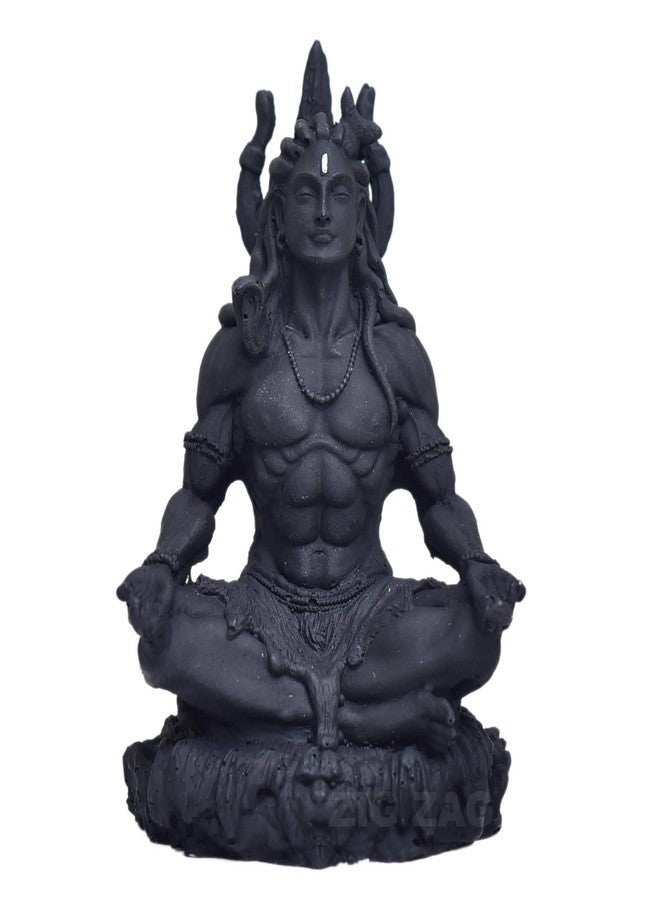 ZIG-ZAG Zig Zag Mahayogi Shiva Sculpture - 3.5 Inch Shiv Shankar Bholenath Mahadev Resin Statue for Car Dashboard, Home, Office, Black - Image 1