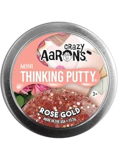 Crazy Aaron's Mini Rose Gold - 2" Thinking Putty Tin for EU | Metallic Luster: Features a trendy, sophisticated | Stress Relief Fidget Putty Toy