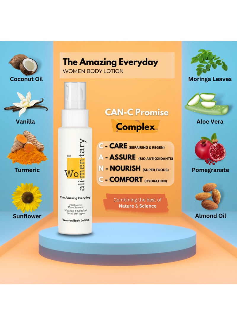 alimentary - Alimentary Woman Amazing Everyday Body Lotion for Dry Skin | Body Acne | Coconut Oil, Vanilla, Papaya, Almond Oil for Skin Moisturizer | Hand Cream | Body Cream | Natural Vitamin| 5.27 Oz - Image 1