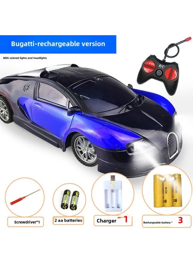 Loquat Remote Control Car Children's Toy Car Rechargeable Boy's Remote Control Car Drift Racing Car Kids Electric Car Toy-Color: Blue Bugatti + Led Headlight-Scale:Rechargeable Version (1 Set Of Rechargeab - Image 1