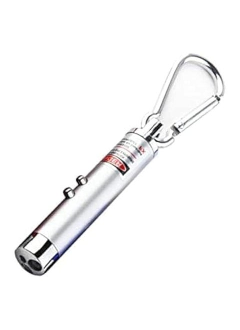 Laser pen with flashlight torch beam light keychain silver