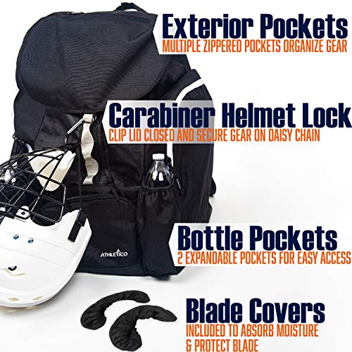 Athletico Hockey Backpack - Large Backpack to Carry Hockey Equipment Including Skates (Black) - Image 3