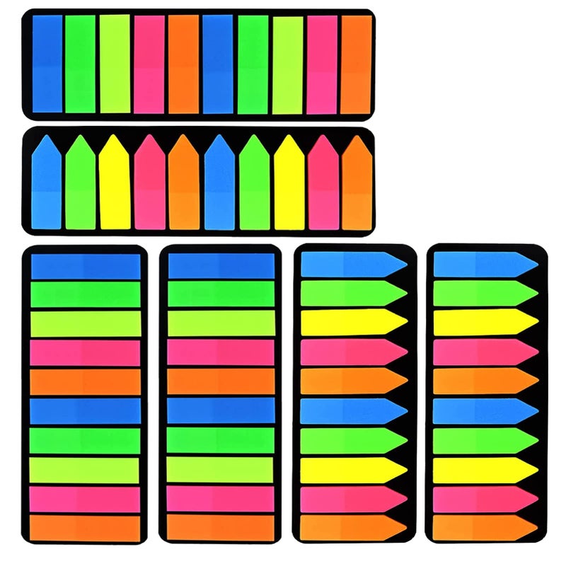COLOGO 3000 Pieces Neon Page Markers Sticky Index Tabs, Colored Index Tab Flags, Fluorescen Sticker Tabs Note for Books, 12 Sets 2 Designs - Image 1