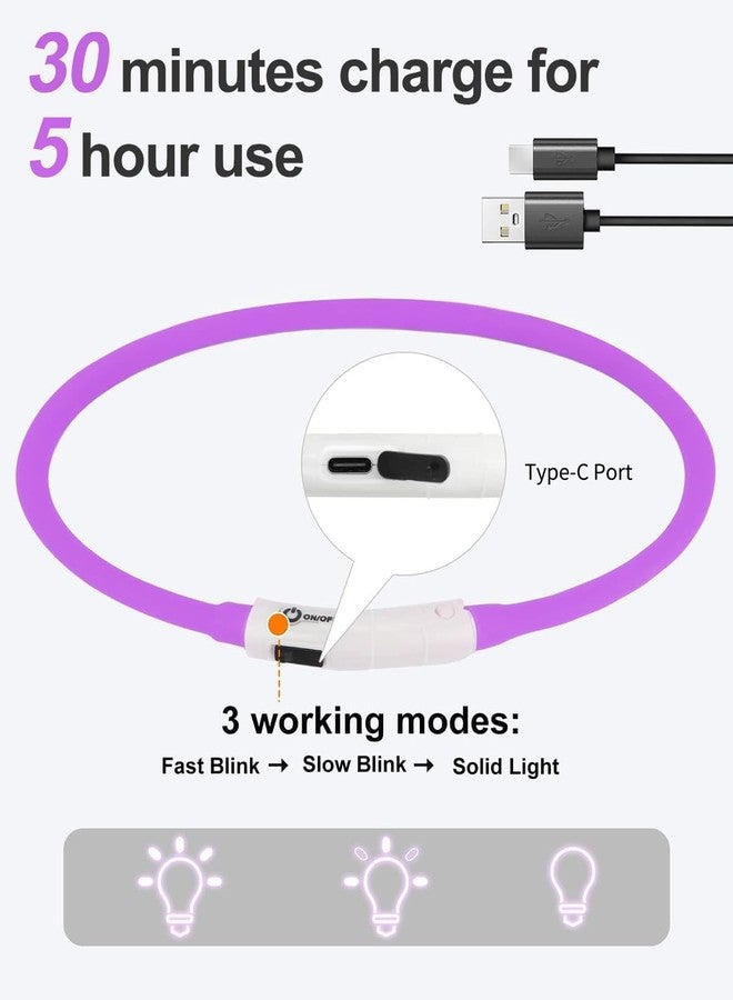 Joytale Light Up Dog Collar, Rechargeable Rainproof LED Collar for Night Walking Safety, Soft Silicone Glow in The Dark, Suitable for Small Medium Large Dogs, Purple - Image 4