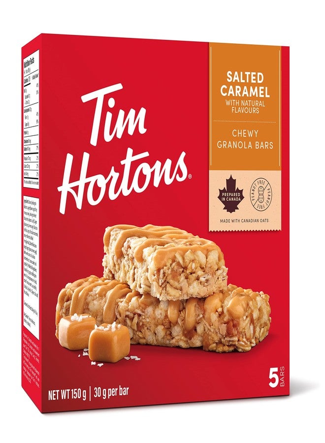 Tim Hortons Salted Caramel Granola Bars, Peanut Free, 5 Count, Imported from Canada} - Image 1