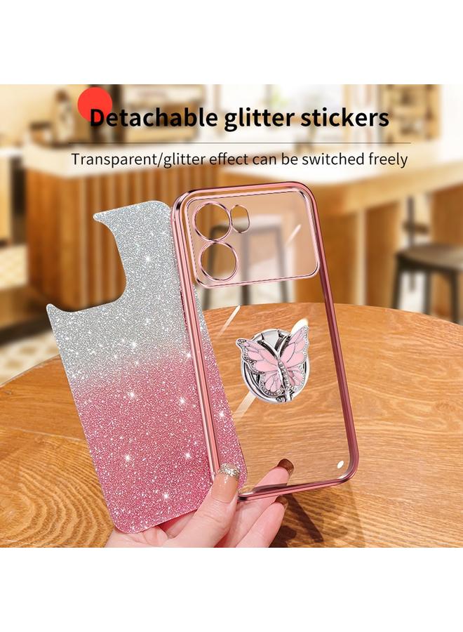 اس-توب جراب لهاتف OPPO K10، جراب هاتف TPU بحامل على شكل فراشة بلون متدرج لامع - Image 4